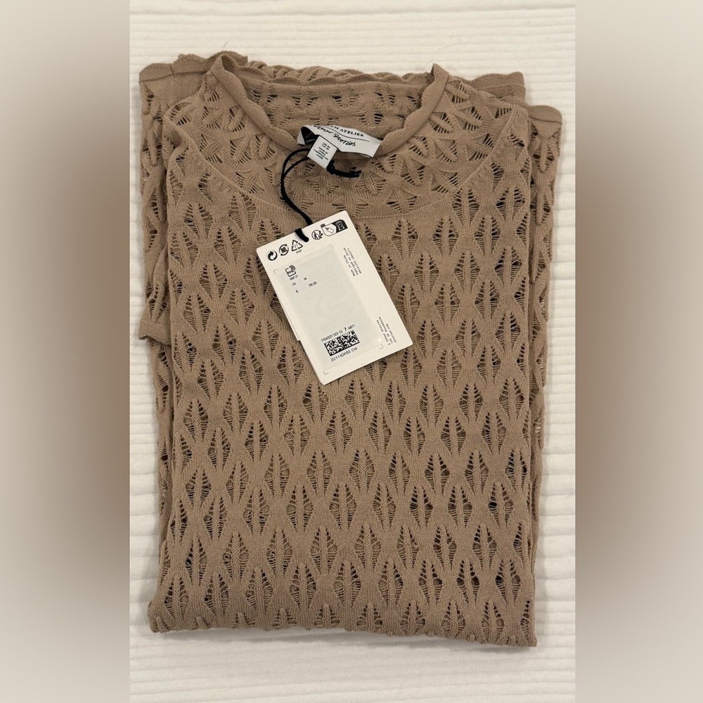 & Other Stories Tan Knit Patterned Top